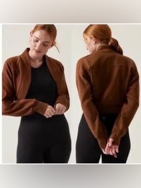 Athleta Retroplush Crop Wrap Sweater – XL – Mahogany Heather